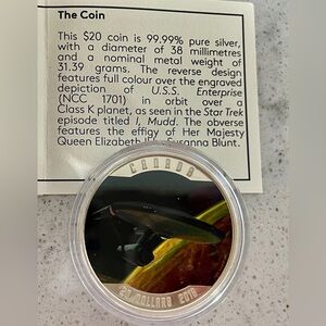 Star Trek Enterprise - 1 oz. Pure Silver Coloured Coin (2016) MINTAGE 11,500